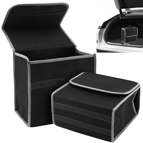 UNGFEI 2 borse pieghevoli per bagagliaio auto, organizer per bagagliaio, borsa portaoggetti pieghevole nera per riporre attrezzi, 30 x 29 x 17 cm
