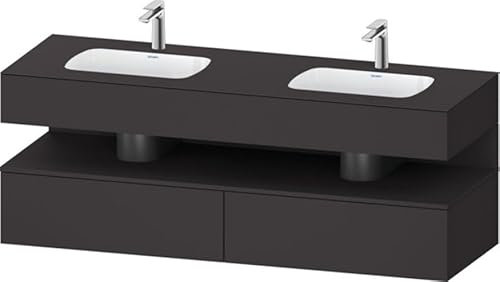 Duravit Qatego lavabo encastré avec meuble sous-lavabo en console, 1600x550x600mm, niche graphite supermat, lavabo double, QA4797080800000, Couleur: Graphite