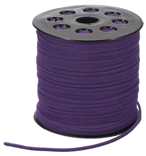 PATIKIL 100 Iarde x 2.6mm Cordino Finta Pelle Scamosciata, Cordino Pelle per Braccialetti, Collane, Perline, Fai da Te, Viola Scuro