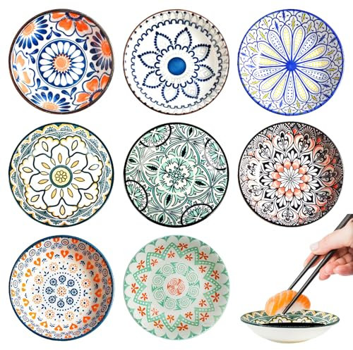 BORDEAG Ensemble De Bols À Tapas: Ensemble De 8 Bols En Céramique, Bols À Snacks Polyvalents, Pour Sushi, Desserts, Entrées (Noir, Ø 10 cm, 70 ml)