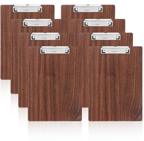 LDHHYH 8 Stück Klemmbrett Holz A4, Klemmbretter A4 Holz Schreibbrett Klemmbrett mit Metalklemme, Clipboard A4 Klemmbretter für Büro,Restaurant,Schule