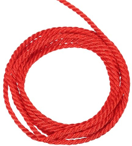 QUARKZMAN Corda Intrecciata in Poliestere 2.5mm 3 Strati Cordino Decorativo Ritorto Flessibile Brillante per Tenda Artigianato Regalo Borsa Decorazioni Natalizie, Rosso Brillante - 5ft