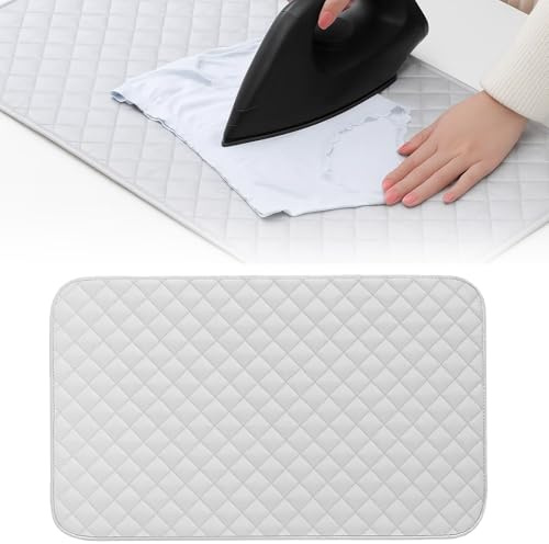 Alfombrilla de planchado 45 x 85 cm, base de planchado para mesa, alfombrilla de algodón plegable, manta de planchado para viajes, protege superficies al planchar