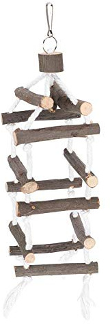 RASTKY Scale per Uccelli in Legno Ponte Levatoio Scala da Arrampicata Pappagalli - Giocattolo da Masticare a Tre Strati e Robusto Accessorio per Appendere Tempo di Gioco per Uccelli