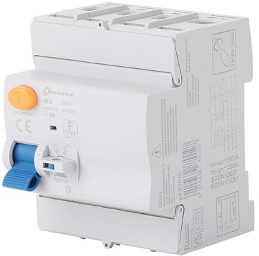 Electraline 87019 Interruttore Differenziale 40A, sensibilità 30mA, 10kA Trifase – tipo B