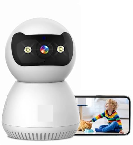 Caméras de Surveillance, Caméra de Surveillance IP WiFi Intelligente 5MP avec Suivi Automatique, sécurité intérieure sans Fil, CCTV Domestique, babyphone(5MP No SD)