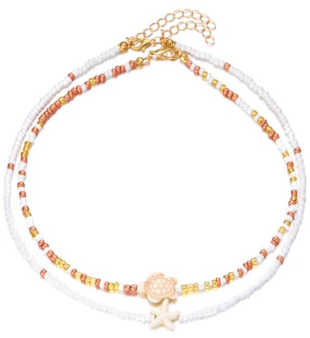 CATZUM Collana Boho a doppio strato, girocollo con conchiglie, gioielli da spiaggia per donne e ragazze