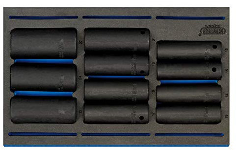 Draper 63483 1/2 Square Drive Deep Impact Socket 11 Piece Set in 1/4 Eva Insert Tray , Blue