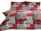Navidad Patchwork 100% algodón Cepillado Franela corazón Colcha de edredón y Funda de Almohada Juego de Ropa de Cama, Rojo/Multicolor, único
