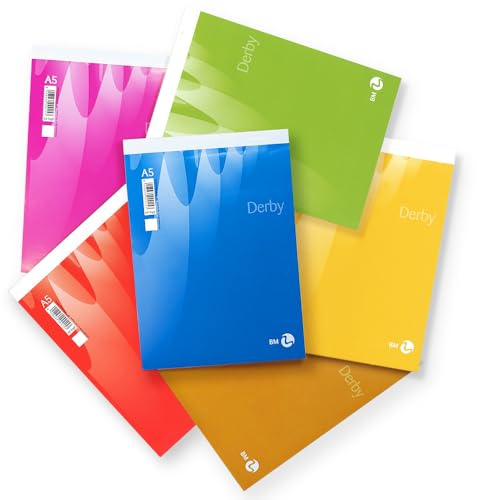 Bm – BeMore – Notes Derby 0100015 – Blocco Note – Rilegatura Punto Metallico – Formato A5 (15Cm X 21Cm) - Rigatura Bianco – Carta 60G/Mq – Confezione Da 10