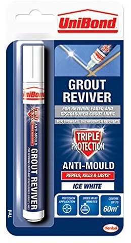 Unibond 3 x Grout Reviver Pen/Anti-mould grout pen for bathroom, kitchen, shower and floor tiles / 1 x 7ml