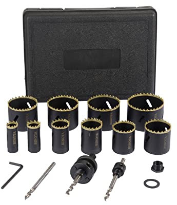 BINOTA Sega a Tazza Bimetallica M42, Kit 19-64 mm, per Metallo, Legno, Compensato, PVC, Fibra di Legno, Cartongesso, Set 19 22 29 35 38 44 51 54 57 64mm