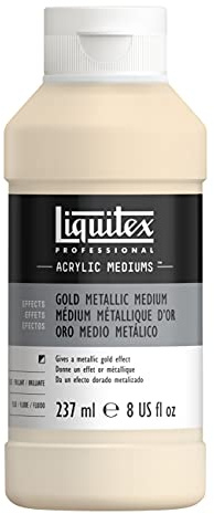 Liquitex 8408 Medium Métallique d´Or pour Peintures Acryliques, Donne un Effet Or Métallique Hautement Réfléchissant avec Brillance, Résistant au Vieillissement – Flacon de 237 ml