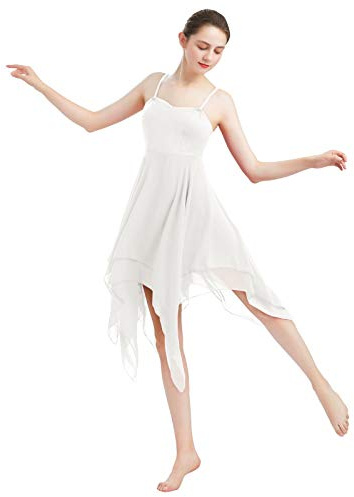 Vestido de Danza Ballet Contemporánea para Mujer Clásico de Color Sólido Tirantes Ropa Baile Latino Lírica Ballet Leotardo Falda de Tul Pañuelo Disfraz Bailarina Tutu Blanco x-s