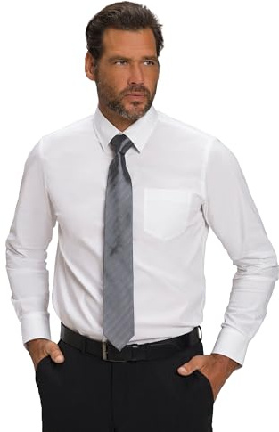 JP 1880 FLEXNAMIC®, Camicia da Uomo Taglie Forti, Taglia Grande, L-8XL JP1880, con Colletto Kent, Modern Basic Fit, Fino a 7 XL 808727, Bianco Neve, 5XL