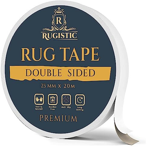 Double Sided Heavy Duty Carpet Tape - Adhesive Double Sided Rug Tape for Multi Surfaces - Rug Gripper for Wooden & Laminated Floors - Strong Rug Tape for Carpet