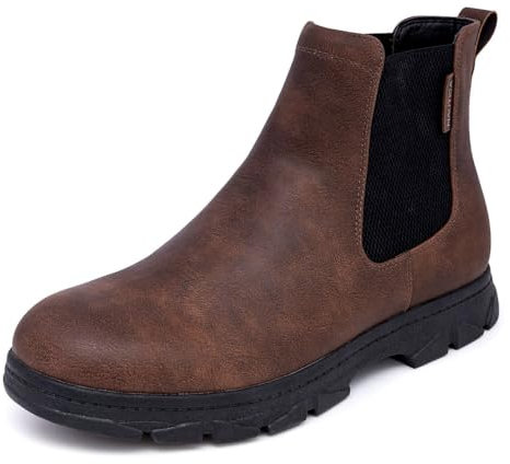 Nautica Bota Chelsea para hombre, sin cordones, de vestir, botines Oxfords Desert Boots-Wuzer, marrón (Brown Smooth), 47 EU