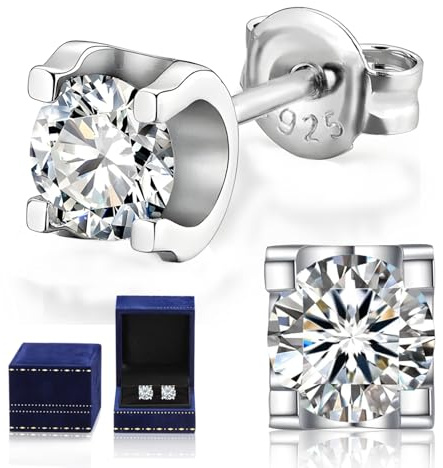 Pendientes de moissanita para mujeres, diamante cultivado de 1 quilate, en plata de ley 925 chapada en oro blanco de 18K, color D, pureza VVS1, pendientes de plata, regalo de joyería