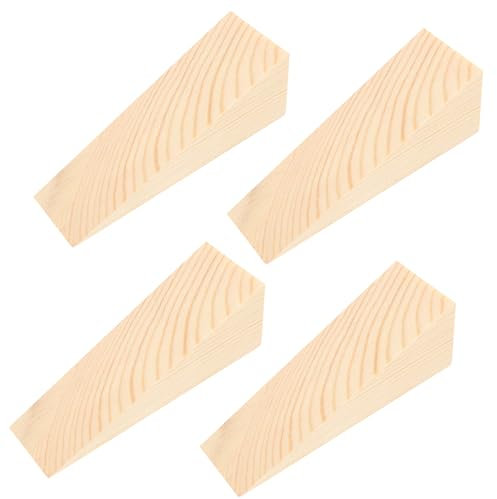 4 topes de puerta de madera sólidos, antideslizantes para bomberos cuñas triangulares bloque de madera tope de puerta de seguridad apto para parte inferior de puerta en azulejos hormigón 10x3x3 cm