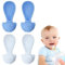 NJCXOLA Quetschie löffel, Quetschies Löffel, Silikon-Baby-Löffel 4er-Set, biegsame, für die erste Phase der Säuglingsernährung, Babylöffel Quetschieaufsätze Blau & Weiß