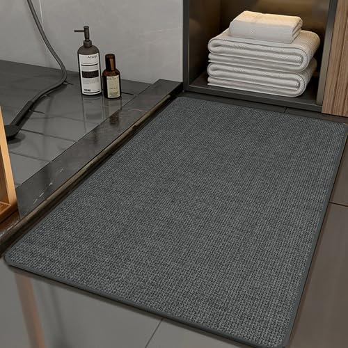 Topzywlc Absorbent Bath Mat Non Slip Anti Mould 45 X 70 cm, Quick Dry Magic Bathroom Floor Mat, For Bathtub, Bedroom, Kitchen, Toilet, Door, Washing Table (Dark Gray, 45x70 cm)