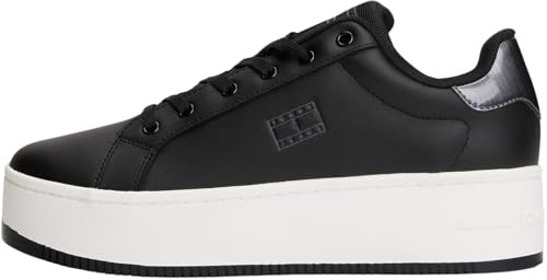 Tommy Jeans Donna Sneakers con Suola Alta Pearlized con Plateau, Nero (Black), 42
