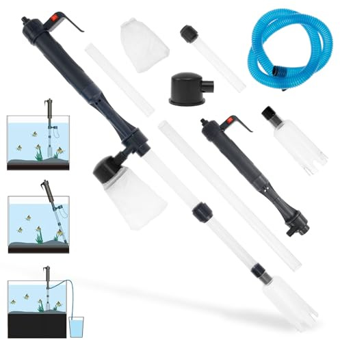 Siphon d'aquarium électrique, vide efficace, nettoyage rapide, 4 en 1, forte aspiration, nettoyant d'aquarium pour changement d'eau, lavage du sable, filtration de l'eau et recirculation de l'eau