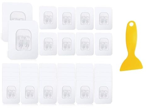 iguTrail Klebehaken Transparent 40 Stück Selbstklebende Haken, 6.7 x 6.7cm Wandhaken Badezimmer für Dusch-Caddy Ohne Bohren Extrem Stark Heavy Duty 10kg (Max) für Küche Baden Toilette Türwand