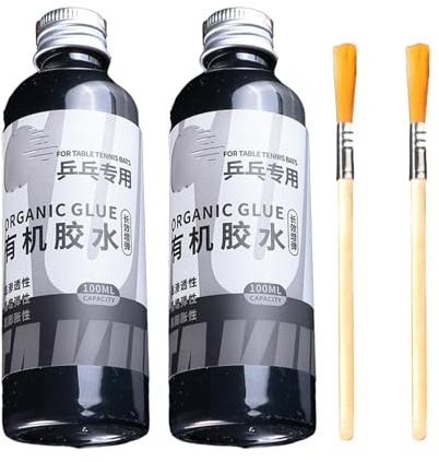 Lueear Colla in Gomma per Racchetta da Pong, Colla per Racchetta da Tennis con Pennello Speciale, Set di Adesivi Professionali per Allenamento Quotidiano e Competizione, 100 ml (Confezione da 2)