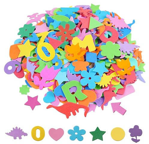 Adesivi in Schiuma Adesivi in Gommapiuma Multicolore e Forme Assortite Adesivi in Gomma per Bambini per DIY Artigianato Creazione Artistica Scrapbooking 300 Pezzi