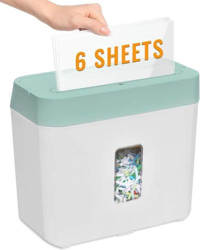 6 Sheet Cross Cut Paper Shredder: Compact Shredder for Home & Small Office Use, 3 Mins On Shreds Credit Cards, Staples, and Clips, Portable Handle Design, 8L Bin (OS403)