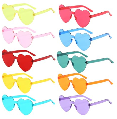 JUGUTA Lot de 10 Lunettes Cœur Rouge - Accessoire de Fête pour Anniversaire, Mariage et Carnaval - Lunettes Photo Fun pour Femmes et Hommes - Unisexe et Réutilisable