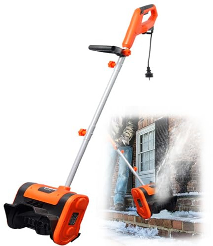 Quitanieves eléctrico, pala quitanieves eléctrica de 1800 W con cable, barredora de nieve enchufable, 3500 RPM, ancho de limpieza de 30 cm, altura de 23 cm, alcance de 8 m para patio, terraza y entr