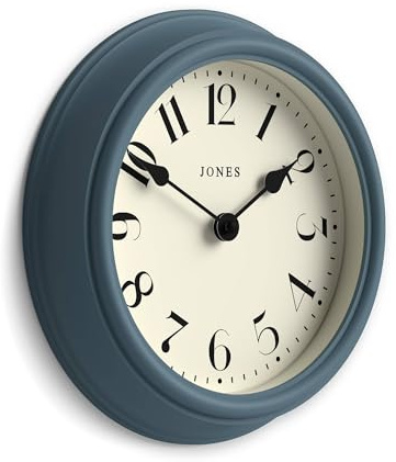 Jones Clocks® Frieze wall clock | Small elegant classic round clock | 23cm | Old boat blue | Pretty design ideal for the kitchen, living room, bedroom, large or small spaces