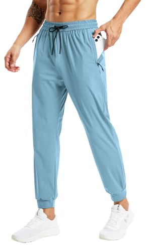 Rane Sports Men's Lightweight Athletic Pants Breathable and Stretchy Jogging Pants Suitable for Fitness Running and Casual wear Sky Blue L