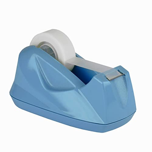 Acrimet Premium Dispensador de Cinta de Escritorio, Portarrollos de Sobremesa, Plástico, Base Antideslizante (Servicio Pesado) (Color Azul Claro)