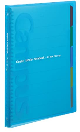 Kokuyo Campus Schiebeordner mit 5 Registerkarten, schmaler Typ, A4, 30 Löcher, bis zu 65 Blatt, Blau, Japan Import (RU-P173NB)