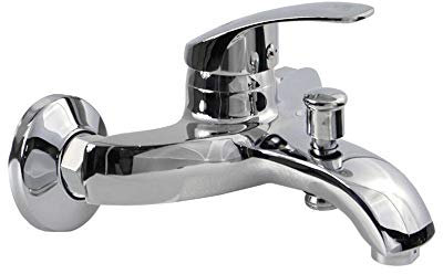 Vetrineinrete® Rubinetto per vasca a parete miscelatore da doccia a muro monoleva regolabile acqua calda e fredda monocomando da bagno in ottone cromato 52329 C57