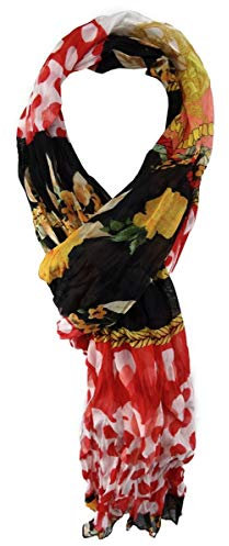 TigerTie Chiffon Schal in rot schwarz gelb weiß gemustert - Gr. 180 x 50 cm