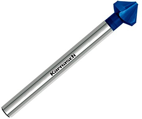Hauptversand24 Kegelsenker 90°, Senker, CBN geschliffen, HSS-XE Blue-Tec beschichtet extra langer Schaft 3-Flächen-Schaft, DIN 335, Ø d=6,3mm