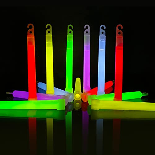 Besto 6 Inches Long 32 Pcs Glow Sticks Large Party Packs - Ultra Bright Mega Pack Sticks in 8 Colours - Neon UV Accessories for Festivals, Halloween, Camping & Cycling