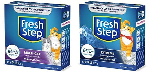 FRESH STEP Multi-Cat with Febreze Freshness & Extreme Scented Litter with The Power of Febreze