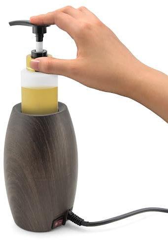 Elitzia Massageöl-Wärmer Lotion-Wärmer 131°F Konstante Temperatur mit Kunststoff-Pumpenflaschen Massageöl-Heizung für Cremes Gele & ätherische Öle ETOH843N (Nuss)