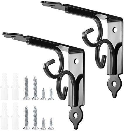 Floating Shelf Brackets, Decorative Shelf Brackets and Supports, Rustic Shelves Brackets Heavy Duty Steel, Wall Corner Shelving Brackets, Joint Right Angle Corner Brace with Screw - 2 Pcs/Black