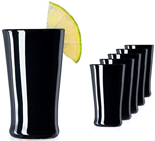 PLATINUX Juego de 6 vasos de chupito de cristal, color negro, 20 ml (máx. 30 ml)