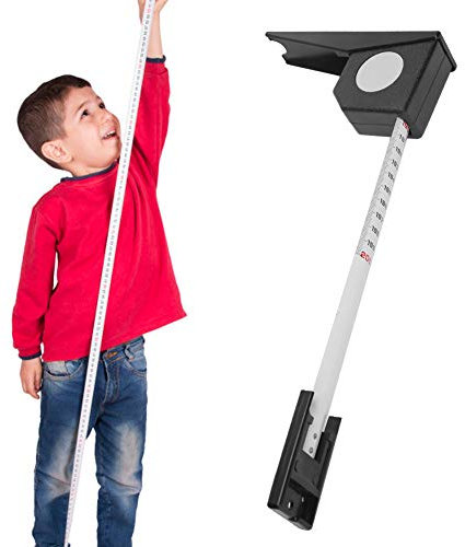 Höhenmesser, 2 Meter kompaktes Wand-Stadiometer zur Wandmontage Maßband Körper Körpergröße Messlatte Höhenmessgerät zur Wandmontage Stabmessgerät für Erwachsene, Schwarz