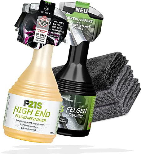 detailmate Dr. Wack Felgenreinigungs und -Pflege Set: Dr.Wack P21S HIGH END Felgenreiniger 750ml + Dr.Wack P21S Felgen Detailer 500ml Mikrofasertücher | Felgen Reinigung und Pflege