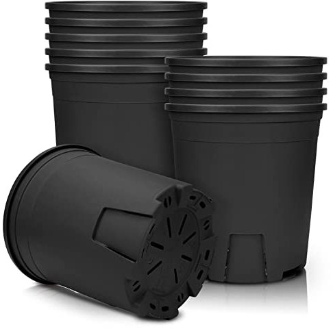 Muzhira Pots de Fleurs, 12.4cm 5pcs Pots de Plantes en Plastique avec Trou de Drainage pour Intérieur, Extérieur, Jardin - Noir