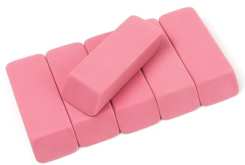 Tamaki Erasers, Pink Pencil Erasers for Drawing, Artist Eraser, Large, Pack of 6