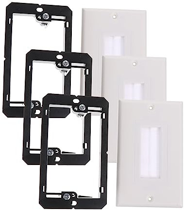 Homoyoyo 3pièces Lot De Plaques Murales à Brosse Style Américain Avec Supports De Montage Basse Tension Simple Gang Pour Gestion De Câbles Et Passage Mural Propre